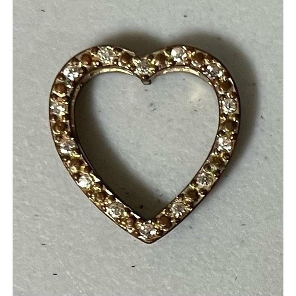 Gold Diamond Encrusted Heart-Shaped Pendant Necklace Charm Jewelry 🤎✨ #gold